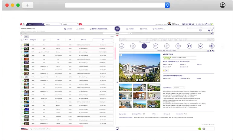 iws logiciel immobilier listing & fiche