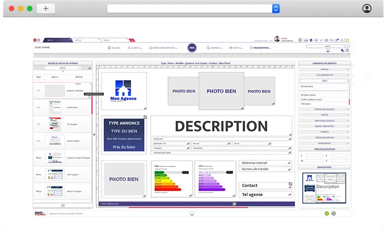 iws logiciel immobilier paramètres vitrine